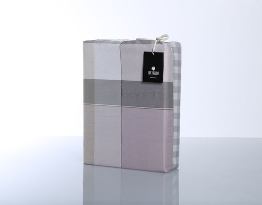 Silk Fashion Super-Double Bed Sheet Set With 2 Pillowcases With Rubber Hugger 160x200+35cm Cotton (3 Pieces)