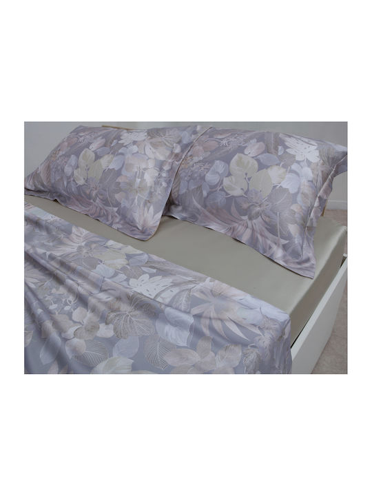 Silk Fashion Super-Double Bed Sheet Set With 2 Pillowcases With Rubber Hugger 160x200+40cm Lume 3 Pieces