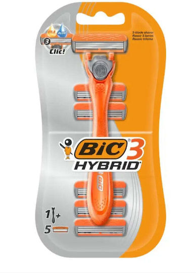 BIC Бръсначка с Подменяема Глава 5 Остриета и Лубрикантна Лента за Чувствителна Кожа