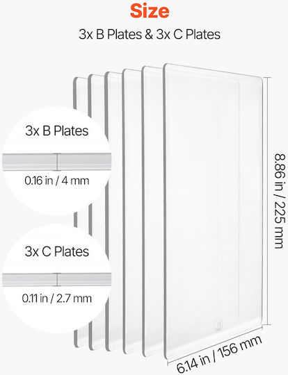Vevor Σετ Επιφάνεια Κοπής Χάρτινη Διάφανο 22.5x15.6cm 6τμχ