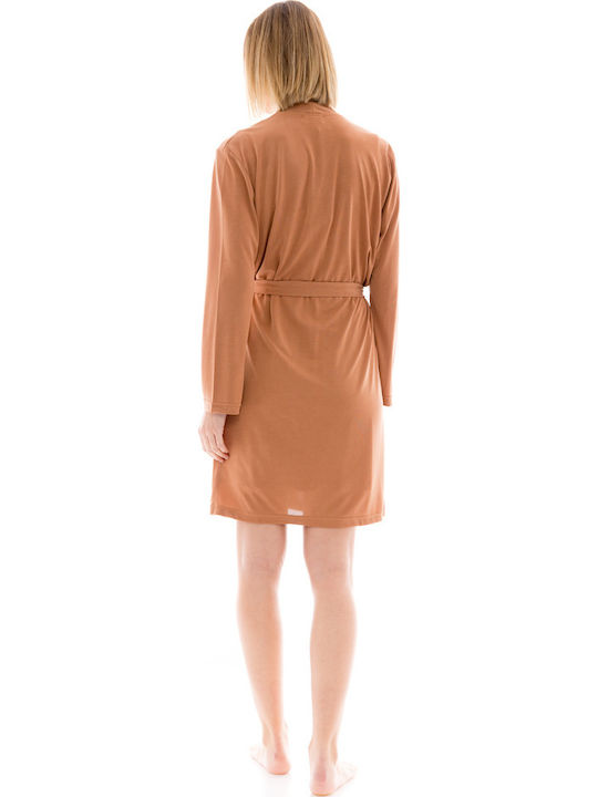 Pink Label Winter Women's Robe with Nightdress Cinnamon