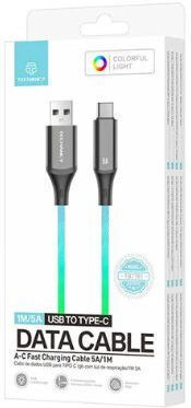 Techancy Плетен кабел USB-C мъжки - USB-A Многоцветен 1m