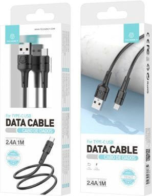 Techancy Кабел USB-C мъжки - USB-A Черен 1m