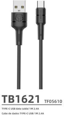 Techancy Кабел USB-C мъжки - USB-A Черен 1m