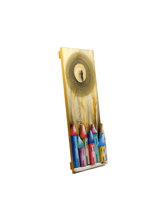 Wooden Yellow Wall Clock 20x50cm