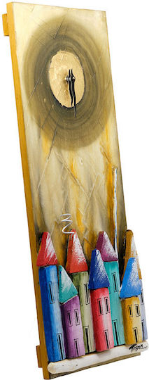 Wooden Yellow Wall Clock 20x50cm