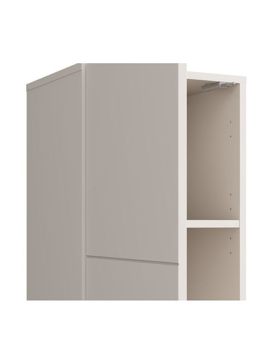 Wand Wohnzimmer Vitrine aus MDF mit Verglasung & Beleuchtung Cashmere 39x35x117cm