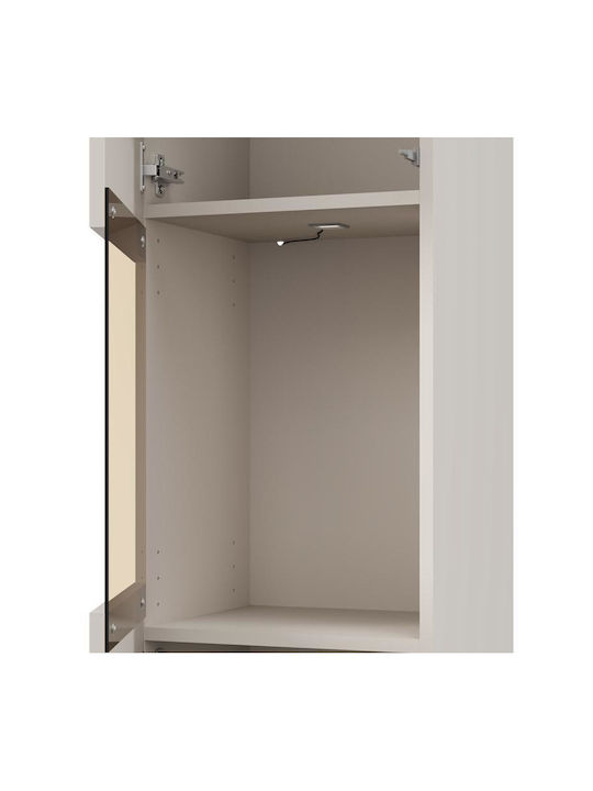 Wand Wohnzimmer Vitrine aus MDF mit Verglasung & Beleuchtung Cashmere 39x35x194cm