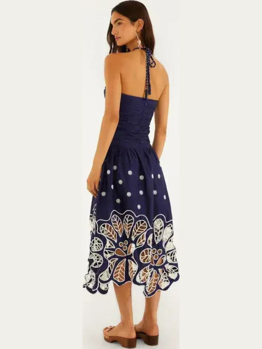 Rochie De Vară Pentru Femei Midi Albastru Închis