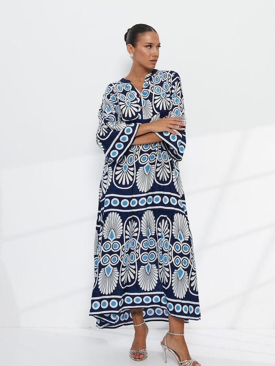 Summer Shirt Dress with Ruffles Geometric Print