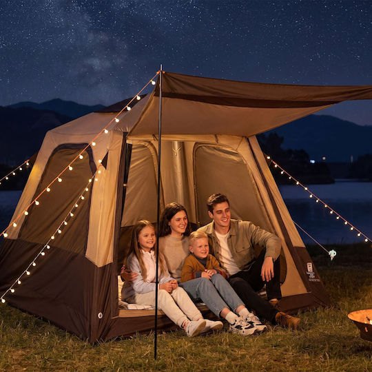 Vevor Automatic Camping Tent Inflatable Storage Beige with Double Cloth 3 Seasons for 4 People 229x229x177cm