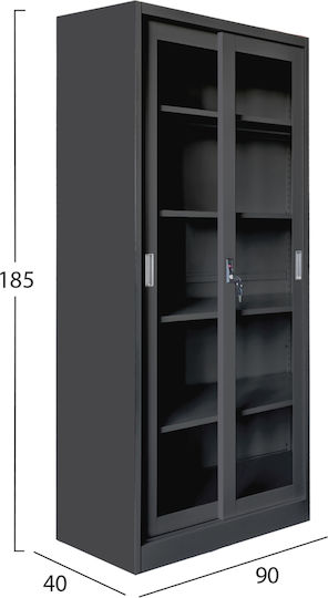 Βιβλιοθήκη Sider Μαύρη 90x40x185εκ.