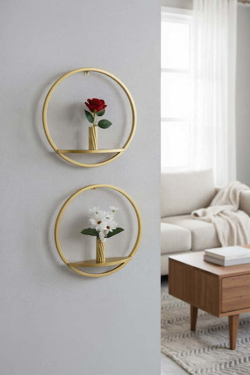 SteweHome Decorative Wreath Gold Made of Metal 30x30cm 2 Pieces