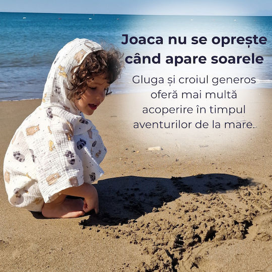 Kidizi Cuddly Buddies Poncho Dublu Din Muselină Pentru Copii 1-3 Ani – Cu Glugă Uscare Rapidă Croială Lejeră Plajă Piscină