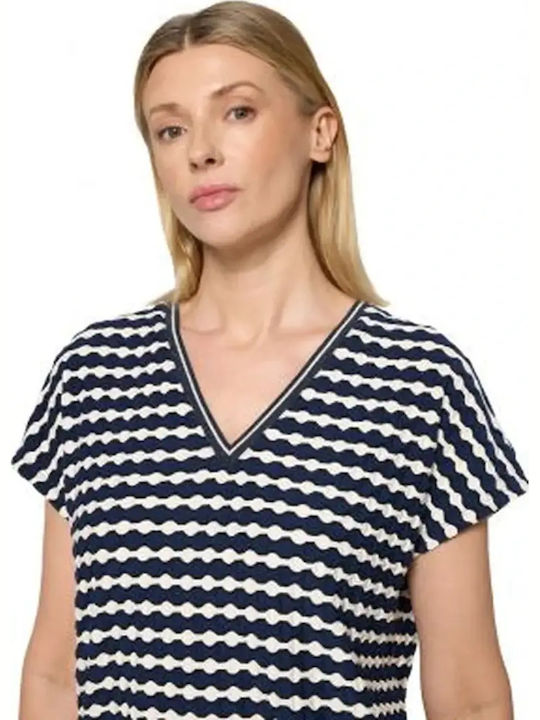 Women's Crop Top Short Sleeve with V-Neckline Striped