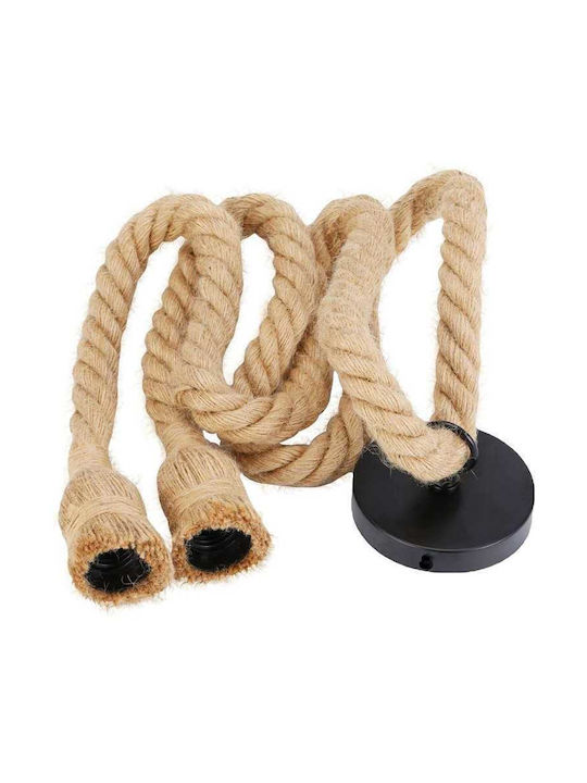 Boho Hanging Light with Rope for E27 Socket