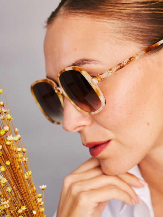 Mila ZB Beige Sunglasses with Horn-Rimmed Frame Mila ZB Beige Sunglasses with Horn-Rimmed Frame