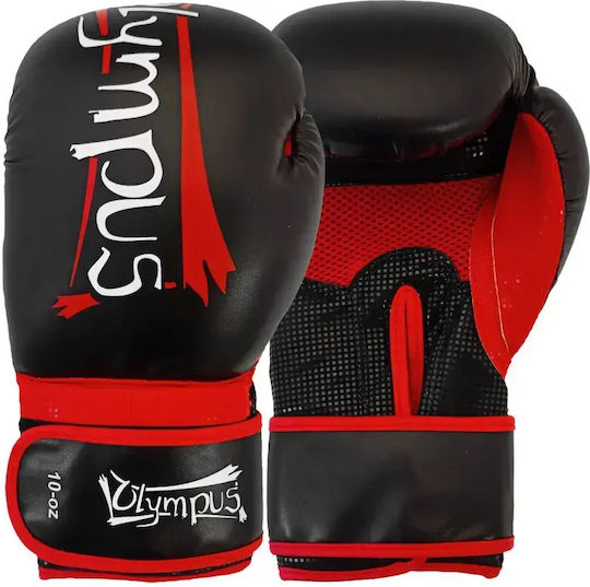 Olympus Sport 401017.10oz.Red.Black Boxing Gloves from Synthetic Leather for Competition Red