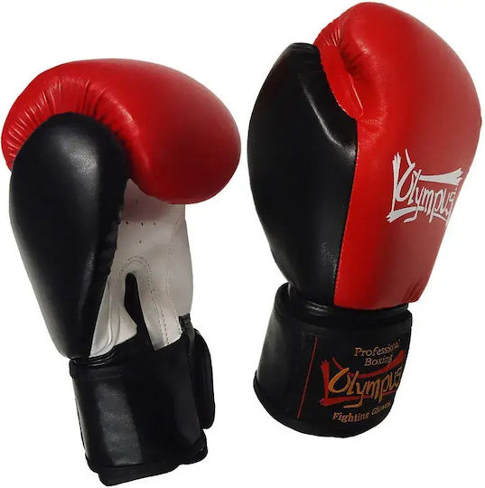 Olympus Sport Gear 400163 10oz Red Black White Boxing Gloves from Synthetic Leather for Competition Red