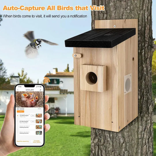 Smart Vogelhaus Kamera Regenbean Holz