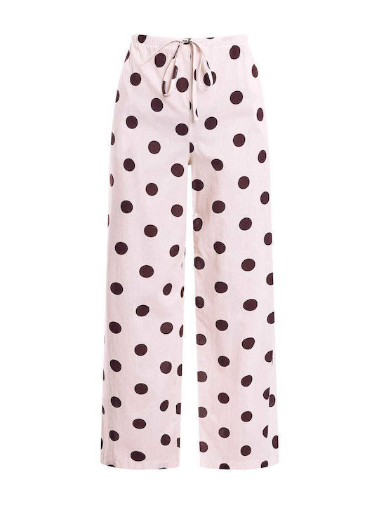 Celestino Women's Polka Dot Cotton Loose Fit Beige