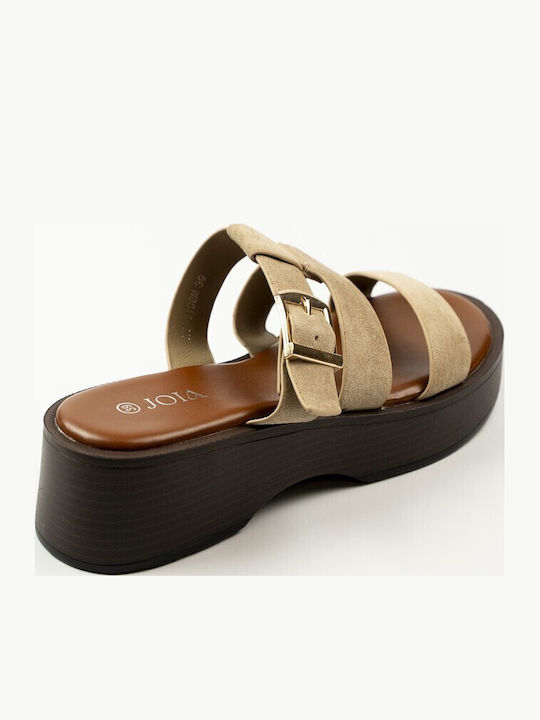 Damen Flache Sandalen Flatforms Beigen