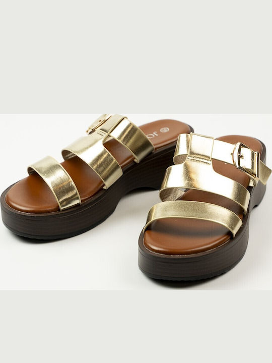 Women's Flat Sandals Flatforms Gold