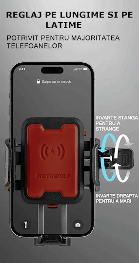 Motowolf Motorcycle Phone Mount with Adjustable Arm for the Handlebar