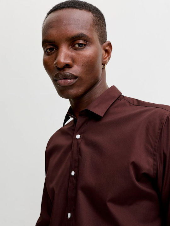 Long Sleeve Shirt in Narrow Fit Brown