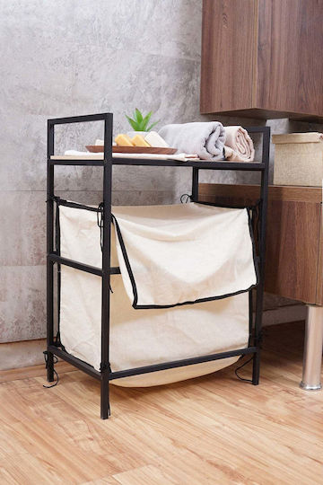 SteweHome Floor Bathroom Shelf Wooden Black