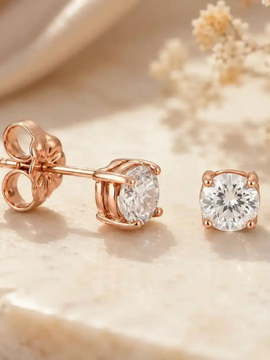 Nire Stud Earrings in 14K Pink Gold with Stones