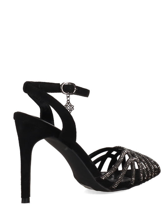 Damen Sandalen mit Strass Schwarz