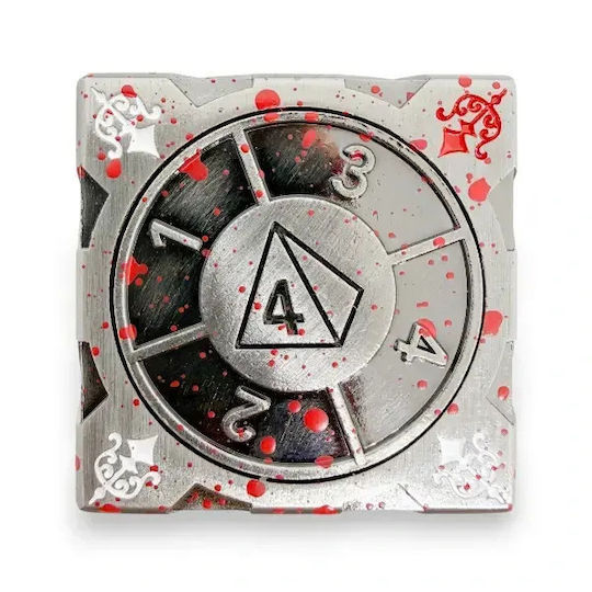 Suegao 7-in-1 Metallic Cube Spinner Dice D4-d20 Tabletop Rpg Bloody Silver