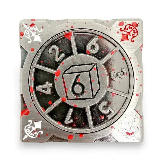 Suegao 7-in-1 Metallic Cube Spinner Dice D4-d20 Tabletop Rpg Bloody Silver