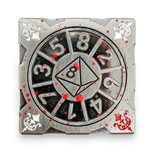 Suegao 7-in-1 Metallic Cube Spinner Dice D4-d20 Tabletop Rpg Bloody Silver