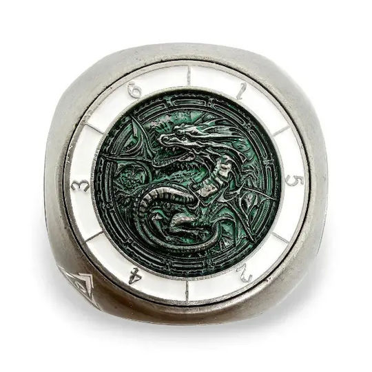 Suegao 7-in-1 Rounded Metallic Cube Spinner Dice D4-d20 Tabletop Rpg Iron Green