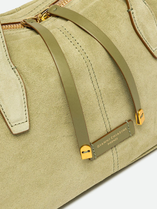 Leder Damen Schultertasche Khaki
