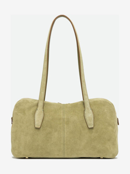 Leder Damen Schultertasche Khaki