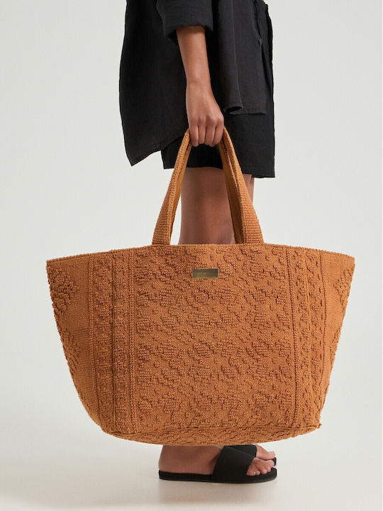 Fabric Women's Tote Handbag Orange