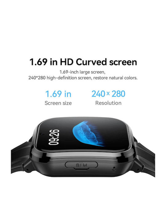 Hoco Kids' Smartwatch 4G with GPS & Camera Black