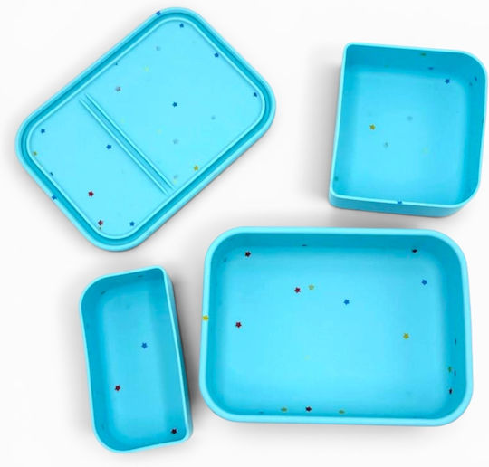 Dodo's Land Kids' Food Container Made of Silicone 0.86 Litre Blue 18.6 x 13.6 x 6.15 cm