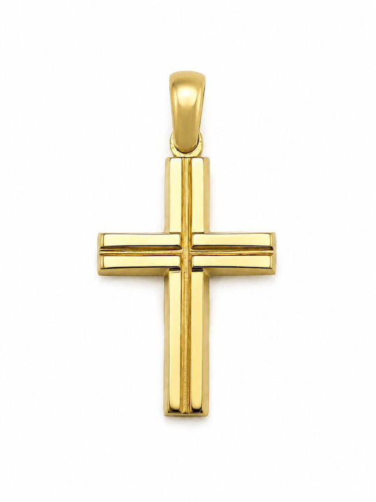 Männlicher Goldkreuz 14K Beidseitig mit dem Erestaurierten ohne Kette