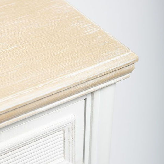 Bodenvitrine fürs Wohnzimmer aus Weißer Spanplatte mit Glastür 64x34.5x72.5cm
