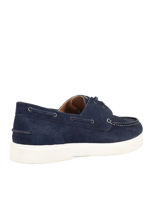 Leather Men's Boat Shoes in Blue Color