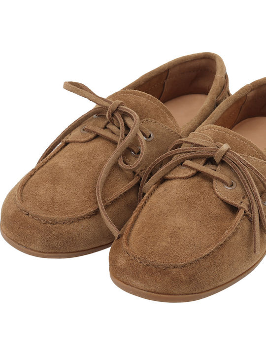 Δερμάτινα Γυναικεία Loafers σε Μπεζ Χρώμα