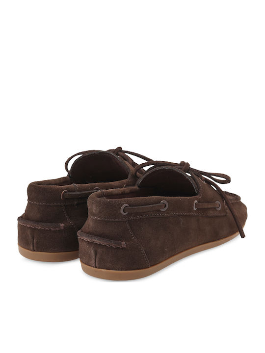 Leather Women's Loafers In Brown Color