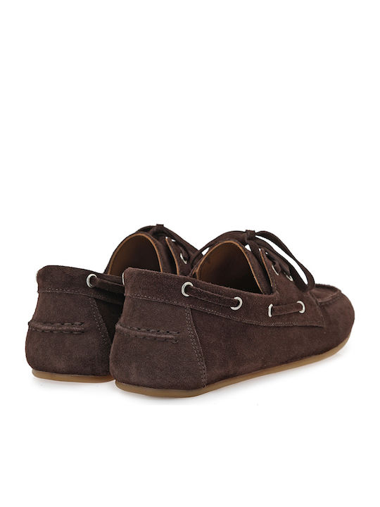 Leather Women's Boat Shoes in Brown Colour