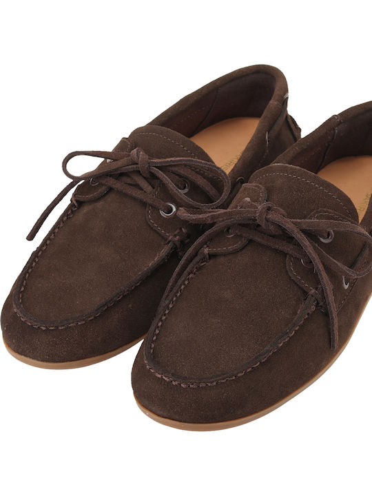 Leather Women's Loafers In Brown Color