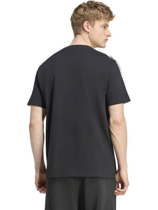 adidas Essentials Tricou Cu Mânecă Scurtă 3 Dungi Negru