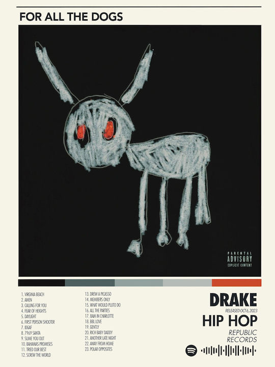 Music Poster Drake All Dogs Ms077 40cm X 50cm-62398pd156315